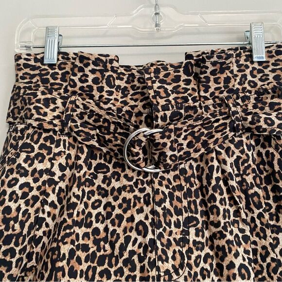 Marissa Webb Dixon Leopard Print Structured Paperbag Printed Shorts Size 2 - Picture 2 of 7